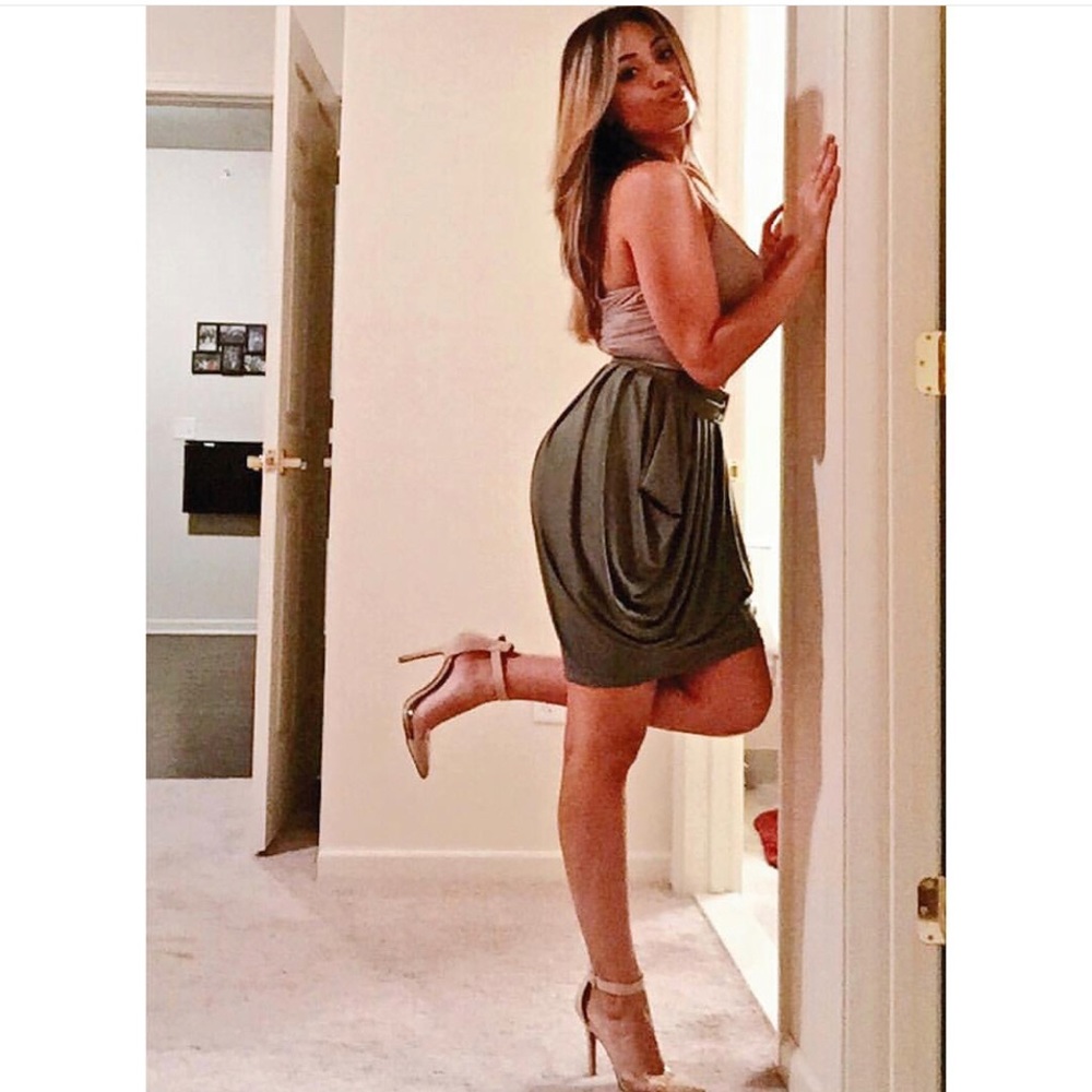 Green mini skirt Kim k inspired